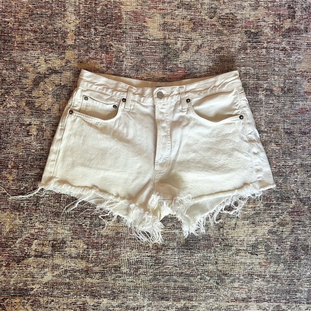 AGOLDE Parker shorts in white denim, size 26